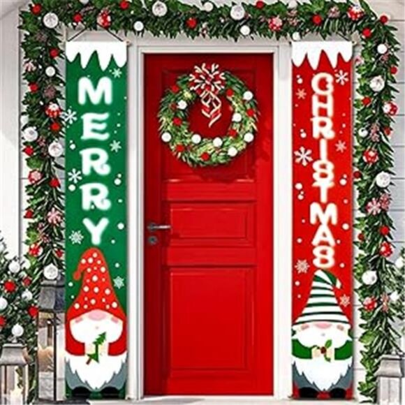 Christmas Decorations Porch Yard Sign, Hanging Christmas Flag Garden Door - Picture 8 of 8